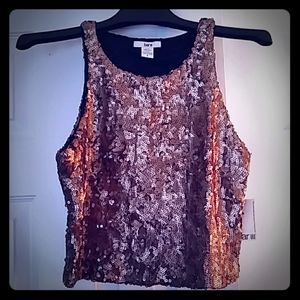 Bar III Gold Sequinned Top